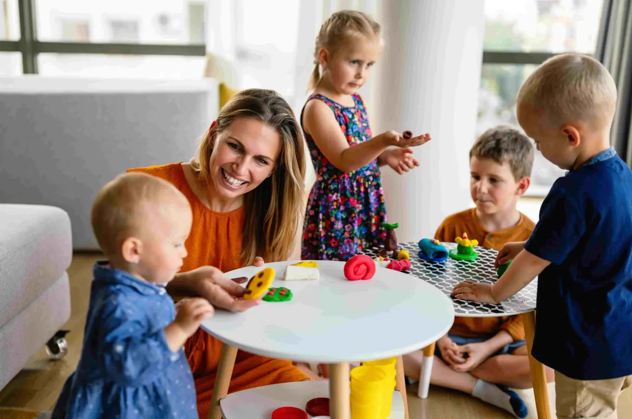 Kids playing with playdough at Stride Early Learning childcare Perth