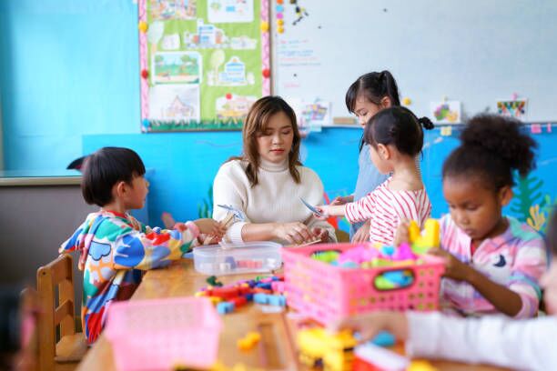 About Us A childcare educator engaging with children at an early learning centre in Perth, fostering a fun and nurturing early learning environment.